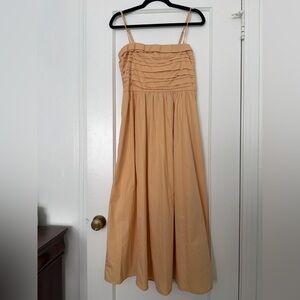 Abercrombie & Fitch Peach Strapless Maxi Dress with Ruffle Detail